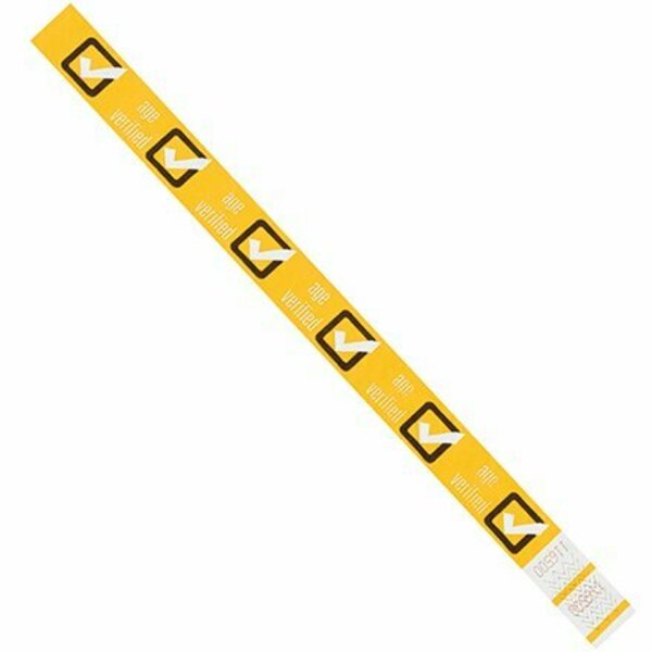 Bsc Preferred 3/4 x 10'' Yellow ''Age Verified'' Tyvek Wristbands, 500PK S-15235Y